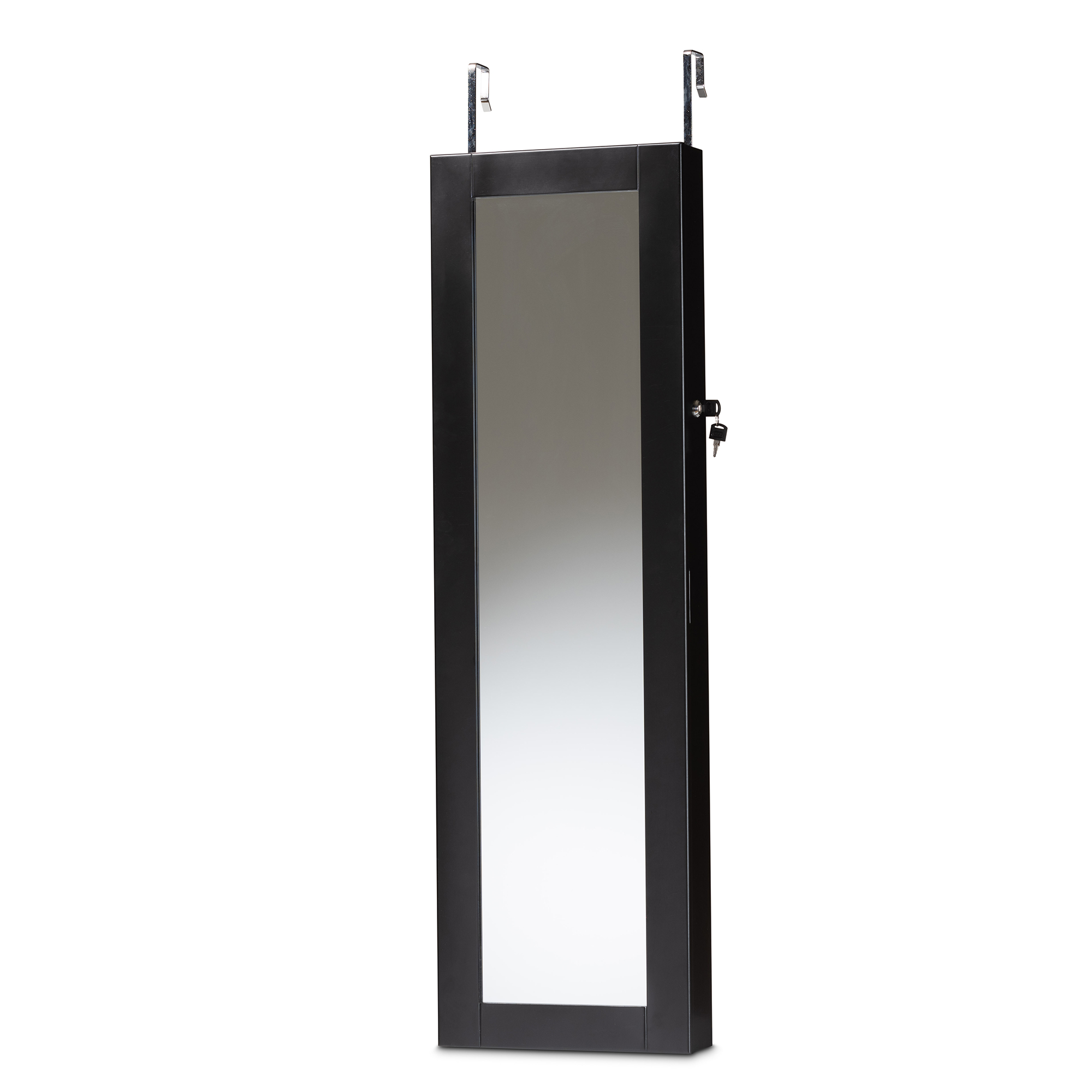 Baxton Studio Richelle Modern and Contemporary Black Finished Wood Hanging Jewelry Armoire with Mirror